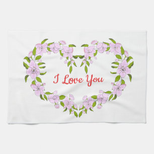 Ik hou van jullie Cute bloemen Theedoek