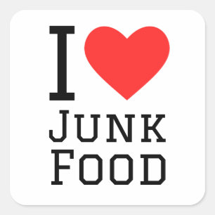 Ik hou van junkfood vierkante sticker