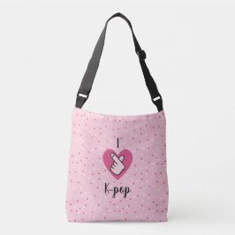 Ik hou van K-pop roze vingerkop zwartRoze Crossbody Tas