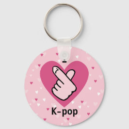 Ik hou van K-pop roze vingerkop zwartRoze Sleutelhanger