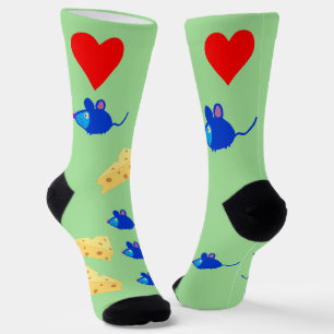 Ik hou van kaas en knuffige blauwe muizen sokken