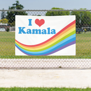 Ik hou van Kamala Schattigee verkiezing regenboog Spandoek
