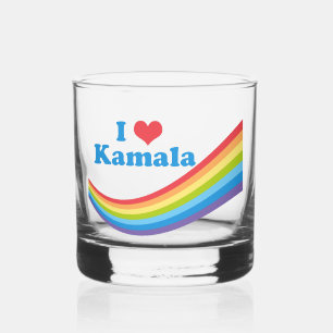 Ik hou van Kamala Schattigee verkiezing regenboog Whisky Glas