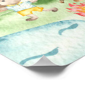 Ik hou van kamperen bosdier kinderen waterverf poster (Hoek)