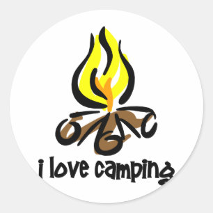 ik hou van kamperen ronde sticker