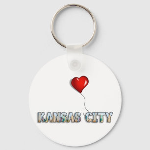 Ik hou van Kansas City met KC silhouet in letters Sleutelhanger