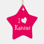 Ik hou van Kansas op Pink Keramisch Ornament (Rechts)
