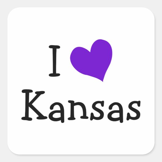 Ik hou van Kansas Vierkante Sticker (Voorkant)