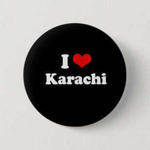 Ik hou van Karachi Tshirt White Tshirt Ronde Button 5,7 Cm