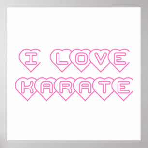 Ik hou van Karate Pink Hearts Poster