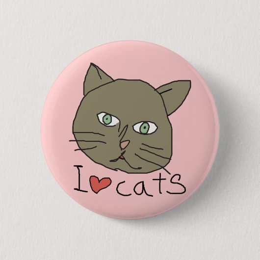 Ik hou van kat ronde button 5,7 cm (Voorkant)
