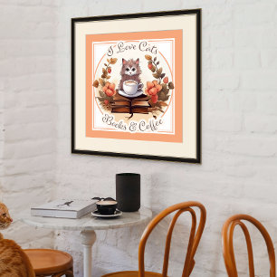 Ik hou van katten, boeken en koffie schattige verj perfect poster