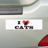 Ik hou van katten bumpersticker (Op auto)