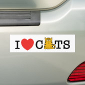 Ik hou van katten bumpersticker (Op auto)