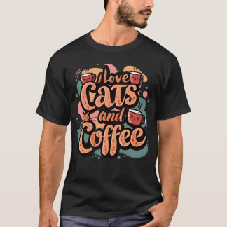 Ik hou van katten en koffie meisje t-shirt