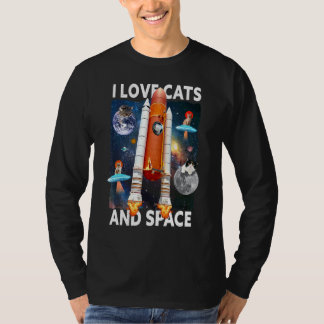Ik hou van katten en ruimte t-shirt