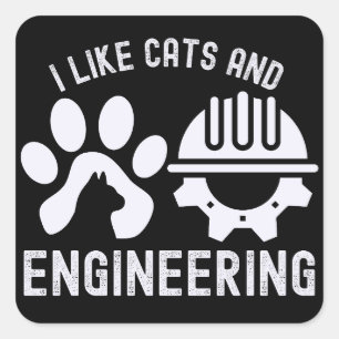 Ik hou van katten en techniek, technische citaten vierkante sticker
