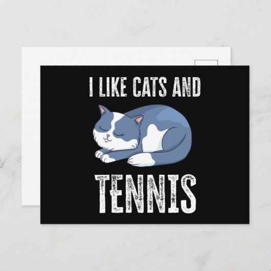 Ik hou van katten en tennis cadeau briefkaart (Voorkant / Achterkant)
