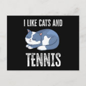 Ik hou van katten en tennis cadeau briefkaart (Voorkant)