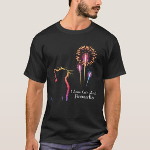 Ik hou van katten en vuurwerk Pyrotechniek kat vuu T-shirt