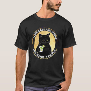 Ik hou van katten en wodka en misschien 3 mensen t-shirt
