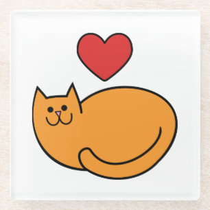 Ik hou van katten glazen onderzetter