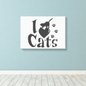 Ik hou van katten - Kies achtergrondkleur Canvas Afdruk (Insitu (Houten vloer))