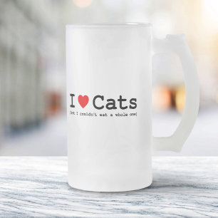 Ik hou van katten (maar ik zou geen hele kat opete matglas bierpul