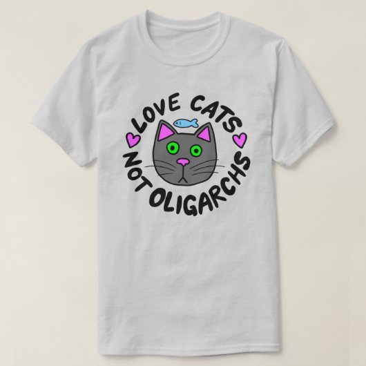 Ik hou van katten, niet van oligarchen t-shirt (Design voorkant)