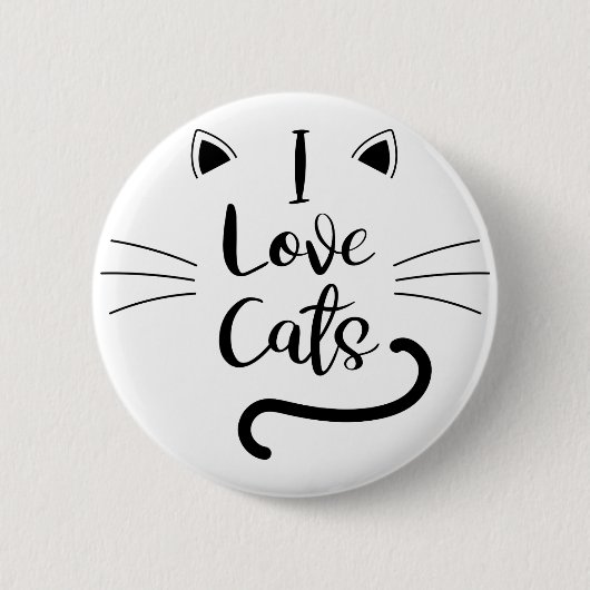Ik hou van katten ronde button 5,7 cm (Voorkant)