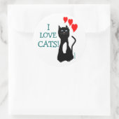 Ik hou van katten! ronde sticker (Tas)