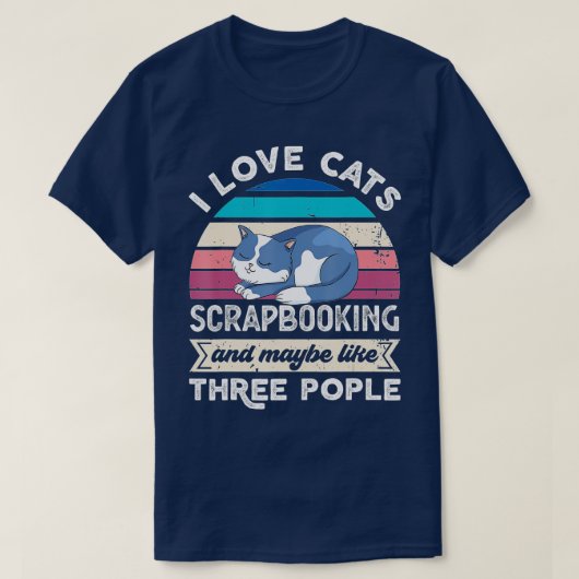 Ik hou van Katten Scrapbooking en als Drie Mensen T-shirt (Design voorkant)