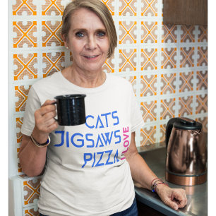 Ik hou van kattenjigsaws pizza t-shirt