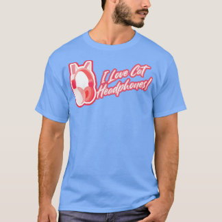 Ik hou van kattenoren hoofdtelefoon Roze T-shirt