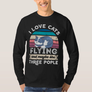 Ik hou van kattenvliegen en als drie mensen t-shirt