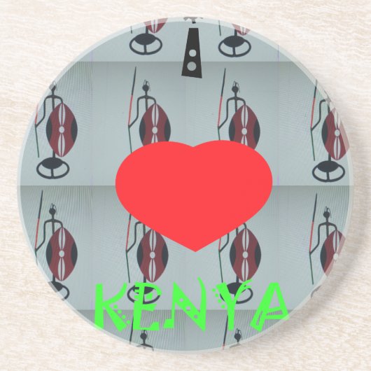 Ik hou van Kenia Art Print Zandsteen Onderzetter (Voorkant)
