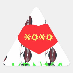 Ik hou van Kenia Masai Art Print Driehoek Sticker