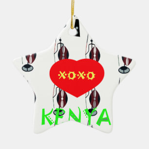 Ik hou van Kenia Masai Art Print Keramisch Ornament