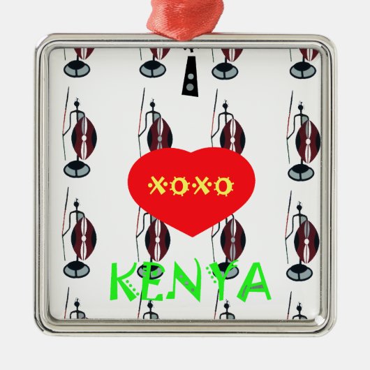 Ik hou van Kenia Masai Art Print Metalen Ornament (Voorkant)