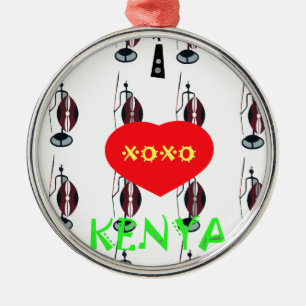 Ik hou van Kenia Masai Art Print Metalen Ornament