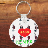 Ik hou van Kenia Masai Art Print Sleutelhanger (Voorkant)