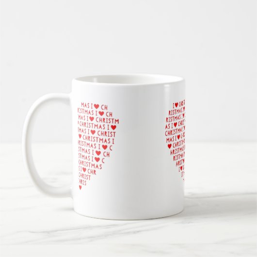 Ik hou van kerst met kerst, dubbelrood hart koffiemok (Links)