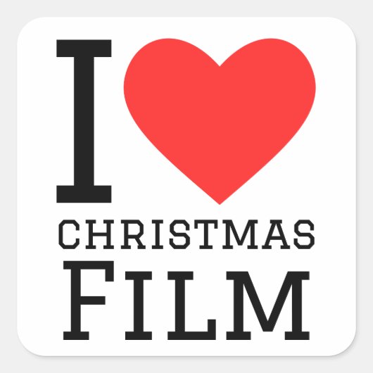 Ik hou van kerstfilm vierkante sticker (Voorkant)