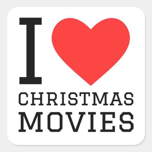 Ik hou van kerstfilms vierkante sticker (Voorkant)