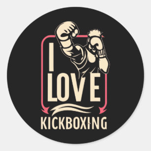 Ik hou van kickboksen Boksen Love Kickboxer Kickbo Ronde Sticker