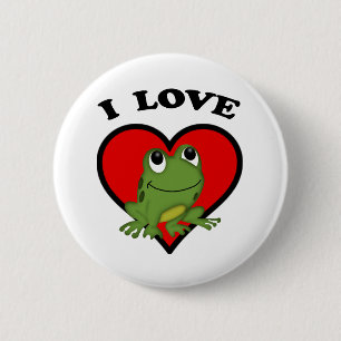 Ik hou van kikkers ronde button 5,7 cm