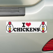 Ik hou van kippen bumpersticker (Op auto)