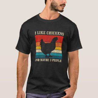 Ik hou van kippen en misschien 3 mensen  Boerderij T-shirt