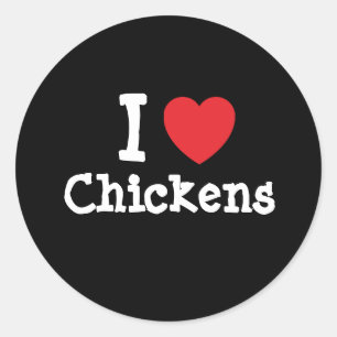 Ik hou van Kippen hart op maat gepersonaliseerd Ronde Sticker
