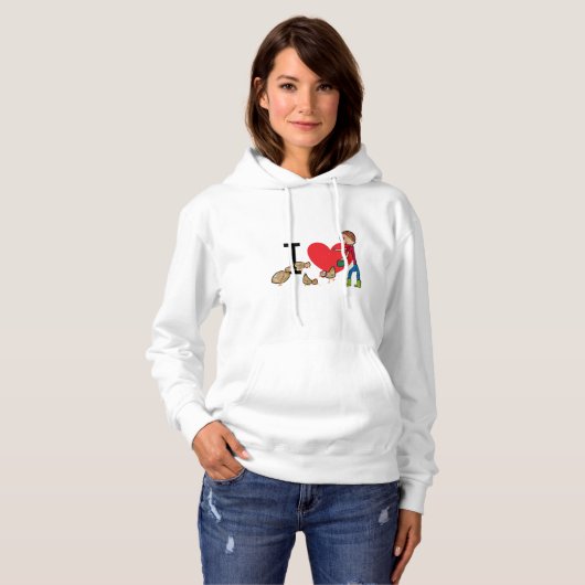 Ik hou van kippen hoodie (Voorkant volledig)